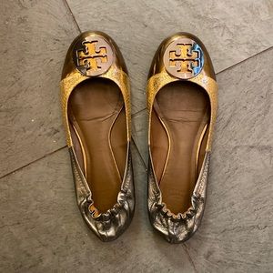 Tory Burch metallic flats- size 8 - worn a few times